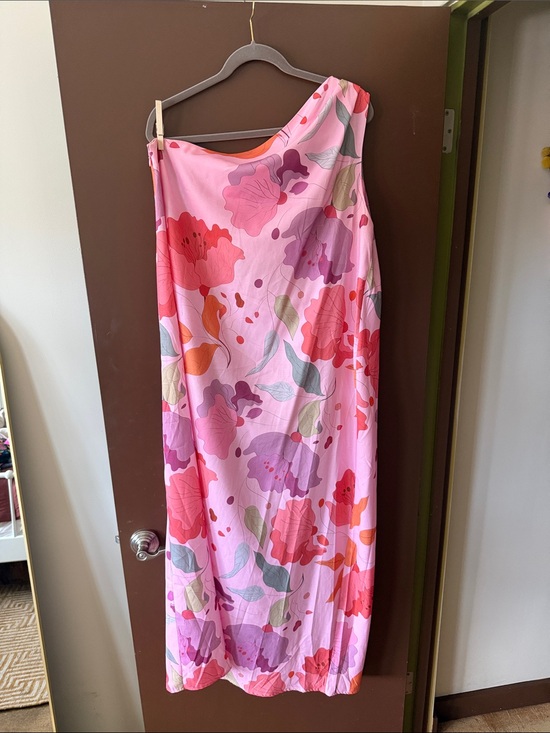Petal & Pup Dresses & Skirts - Petal + Pup Pink Floral Maxi One Shoulder Dress